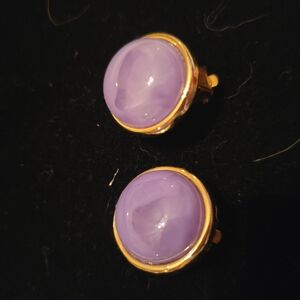 Elegant Gold and Purple Stud Earrings